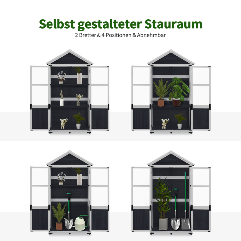 M MCombo Gartenschrank Holz Klein, Outdoor Gartenhaus Gerätehaus Wetterfest, Gewächshaus für Balkon & Terrasse, 100 × 53 × 178 cm, 0111