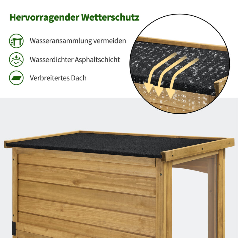 M MCombo Gartenschrank Holz, Gerätehaus Wetterfest Klein, Outdoor Gartenhaus Geräteschuppen für Außenbereich Terrasse Balkon, 0120, 87×46×160 cm