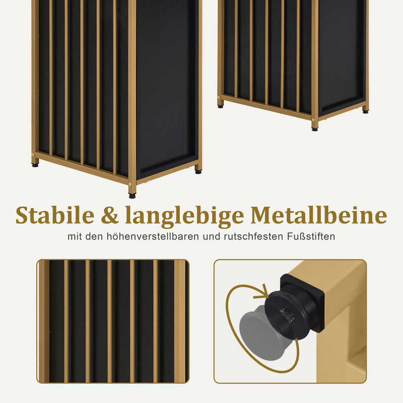 M MCombo Schreibtisch mit 6 Schubladen, Nageltisch aus Holz Metallgestell, Manikürtisch, Schminktisch ohne Spiegel Modern, Computertisch mit Ablagen Wohnzimmer, 46x125x81cm, 2425