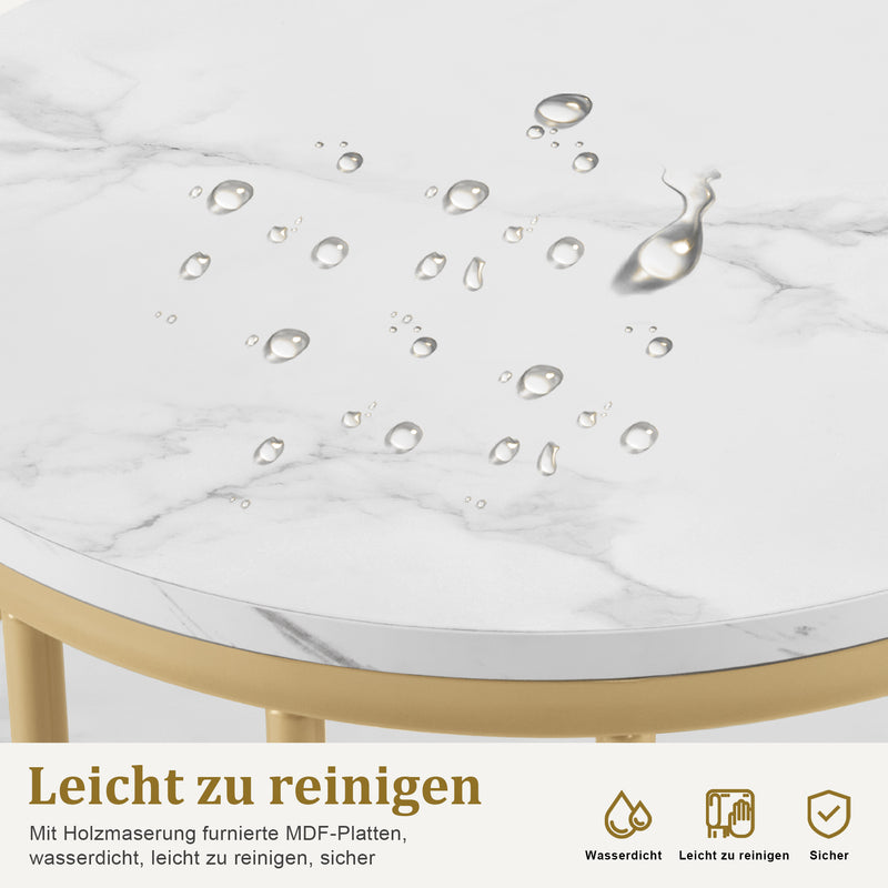 M MCombo Schreibtisch ohne Schubladen, Schminktisch ohne Spiegel Marmor-Weiß Gold, Manikürtisch, Nageltisch aus Holz Metallgestell, Computertisch Wohnzimmer Modern, 45 x 114 x 78cm, 2482