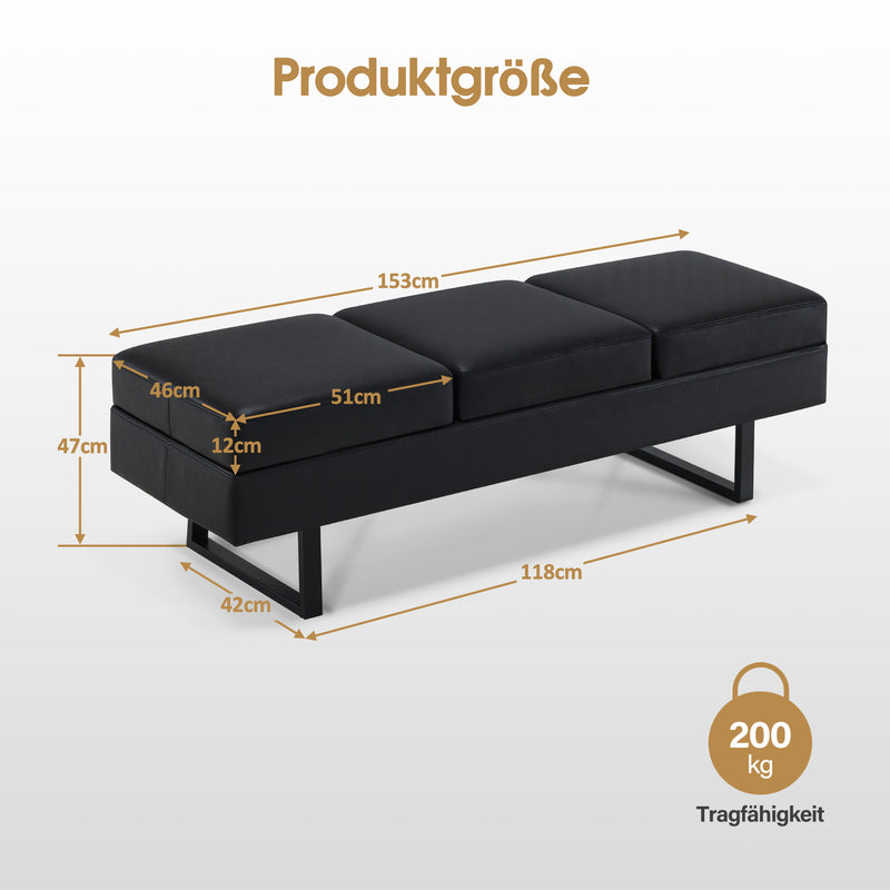 M MCombo 3-Sitzer Sitzbank, Wartebank, Polsterbank Schlafzimmer, Bettbank für Wohnzimmer, Schuhbank Flurbank, W513