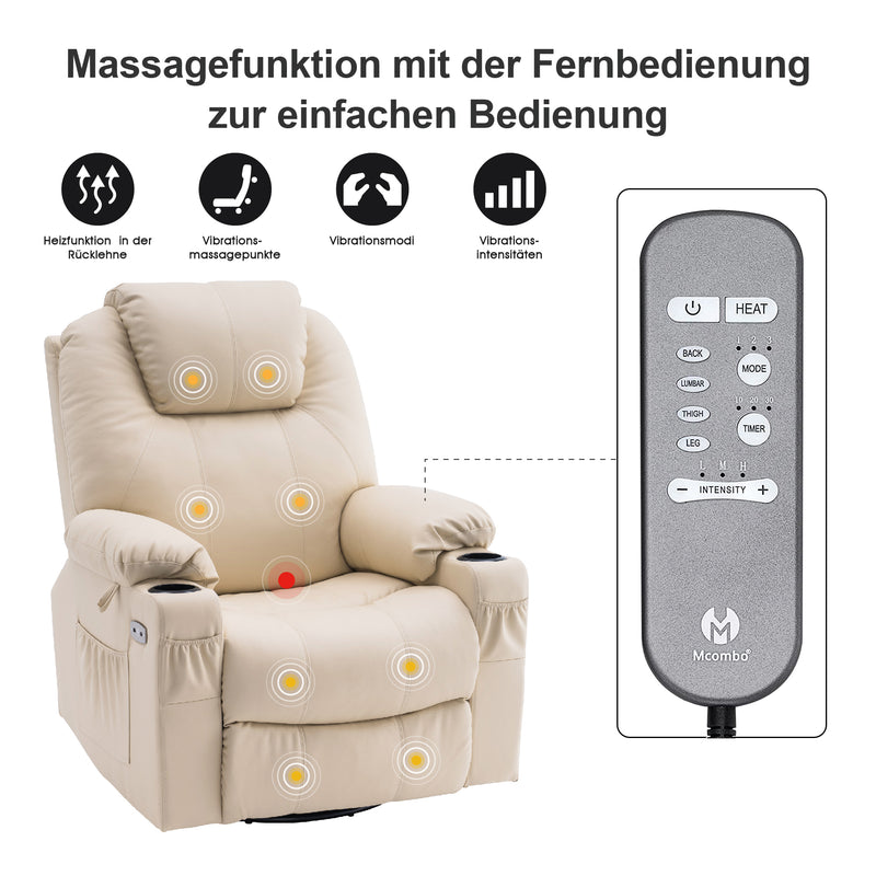 Elektrisch Relaxsessel 240° MCombo und Schaukel+Hei Massagesessel Dreh