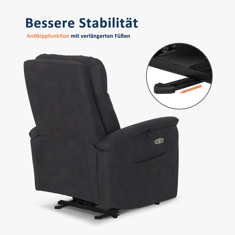 M MCombo Relaxsessel mit Liegefunktion, Fernsehsessel Elektrisch Verstellbar, TV Sessel, Recliner Chair, USB & Seitentasche,  Sessel Wohnzimmer Relax, 7077