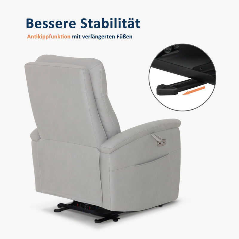 M MCombo Relaxsessel mit Liegefunktion, Fernsehsessel Elektrisch Verstellbar, TV Sessel, Recliner Chair, USB & Seitentasche,  Sessel Wohnzimmer Relax, 7077